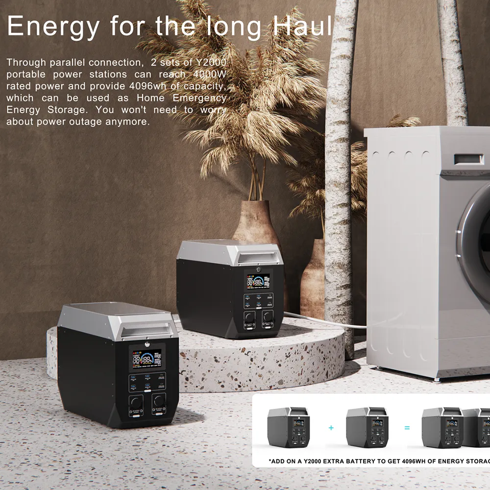 Solar Generator 2000W Portable Power Station 2048Wh With 400W 300W Solar Panel For Indoor Outdoor Power Outage, Emergency,RV